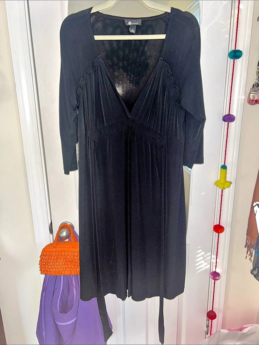 AB Studio Black Pleated Midi Dress